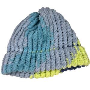 Beautiful Incredibly Soft Handmade Winter Hat Toque in Shades of Blue and Yellow